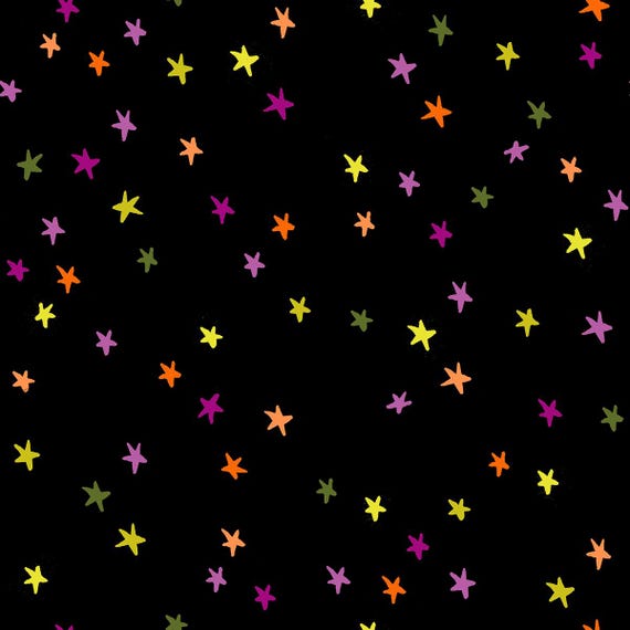 Freaky Familiars, Starry,  Spooky Black, RS4109 98, Ruby Star, sold by the yard
