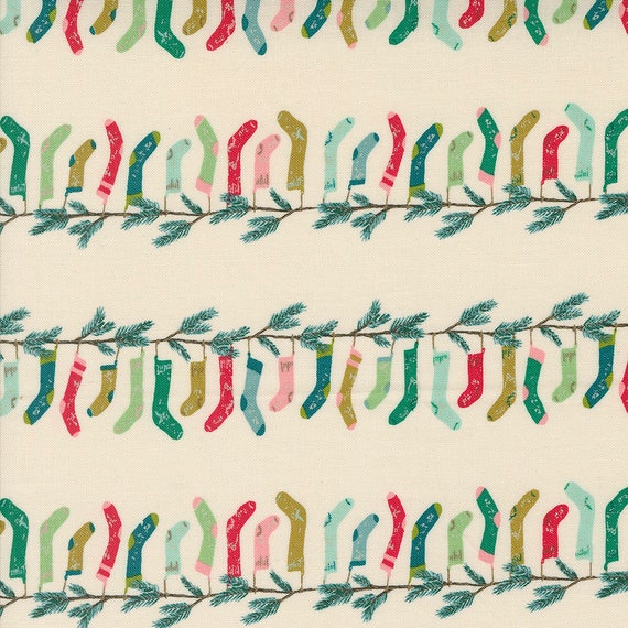 Cozy Wonderland, Stocking Stripe Stripes Stockings, in Natural, 45592 11,  Fancy That Design House, Moda, sold by the 1/2 yard or the yard