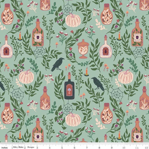 The Apothecary, Main, in Mint, C17550-Mint, By Amber Elliot, Riley Blake Designs, sold by the yard