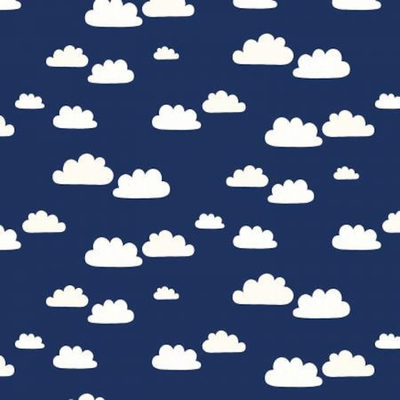 Summer Skies - Summer Clouds - Night Fabric- AE201-NI5- Cotton and Steel/RJR- Sold by the 1/2 yard or the yard