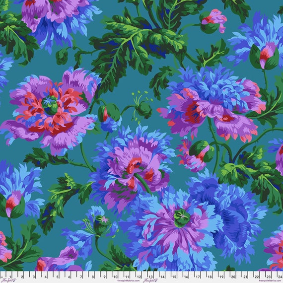 Garden Party, in Blue, February 2024, Philip Jacobs for the Kaffe Fassett Collective, FreeSpirit, sold by the 1/2 yard or the yard