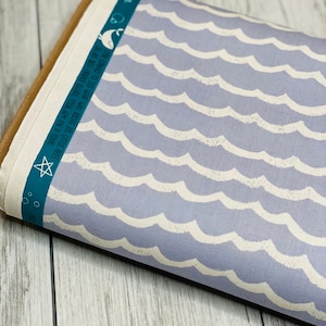 Waves- Fog Unbleached fabric- from Kujira & Star Collection by Rashida Coleman-Hale for Cotton + Steel- Sold by the 1/2 yard or the yard