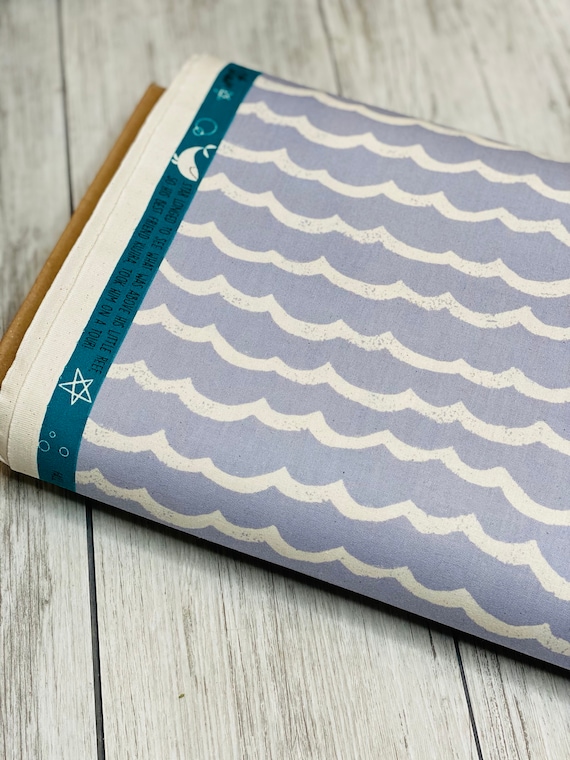 Waves- Fog Unbleached fabric- from Kujira & Star Collection by Rashida Coleman-Hale for Cotton + Steel- Sold by the 1/2 yard or the yard