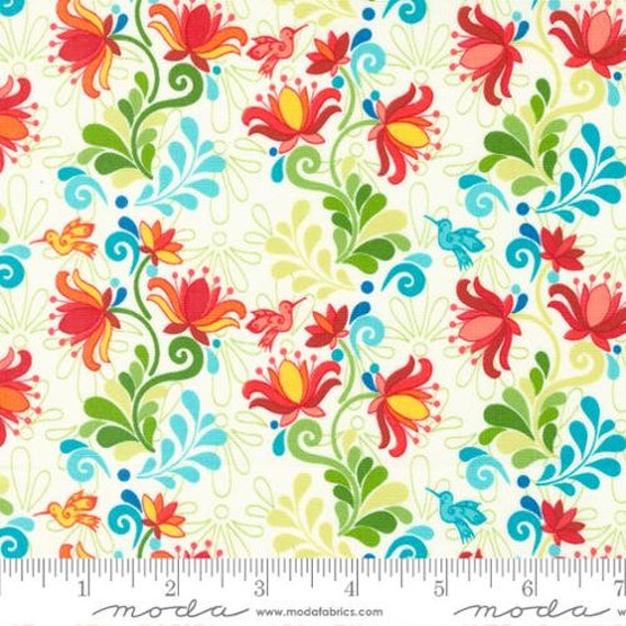 Yucca Florals, Land Enchantment, Marshmallow White, 45031 11, By Sariditty, Moda, Sold by the 1/2 yard or the yard