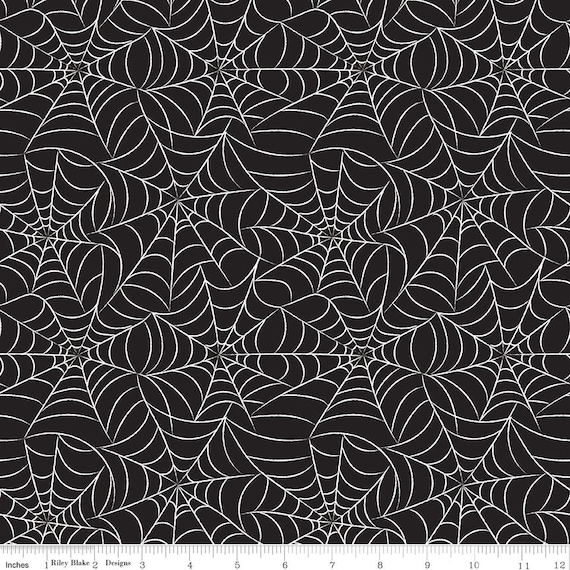 Frank and Friends, Webs, in Black, by My Mind's Eye, Riley Blake designs, sold by the yard