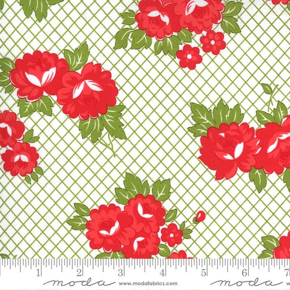 Sunday Stroll White/Green, 55221 20 Moda, By Bonnie and Camille, for Moda, Sold by the 1/2 yard or the yard