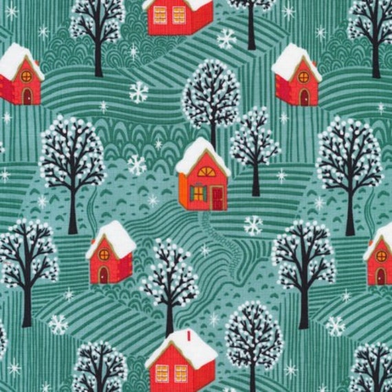 Winter Wonderland,  Cozy Christmas, By Helen Bowler, Could9 Organic Fabric, sold by the 1/2 yard or the yard