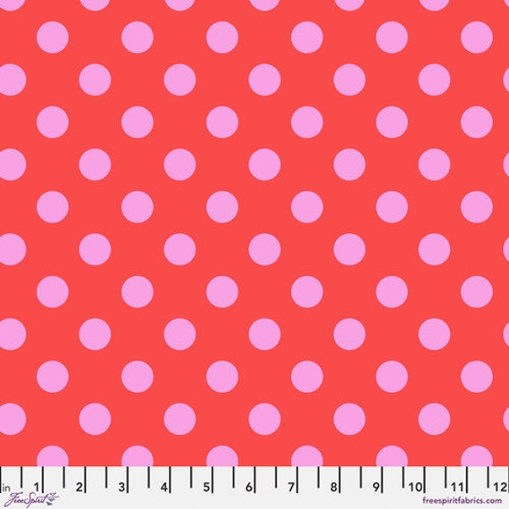 Tula's True Colors, Pom Pom, in Poppy, by Tula Pink, for FreeSpirit Fabrics, sold by the 1/2 yard or the yard