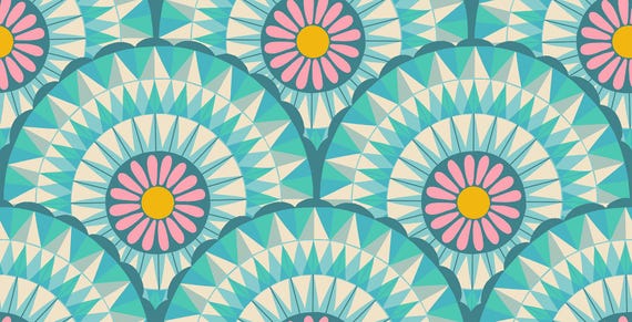 Carousel, Geometrics, in Turquoise, RS0095 12, By Melody Miller, Ruby Star Society, sold by the 1/2 yard or the yard