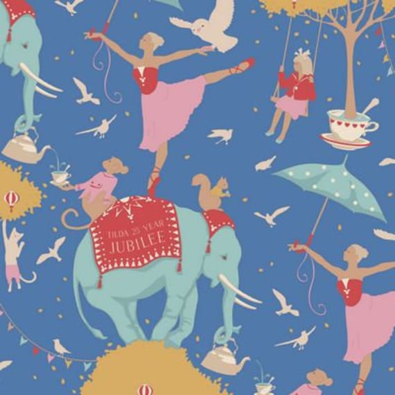 Jubilee, Circus Life, in Blue, TIL100553-V15, by Tone Finnanger, For Tilda Fabrics, sold by the 1/2 yard or the yard