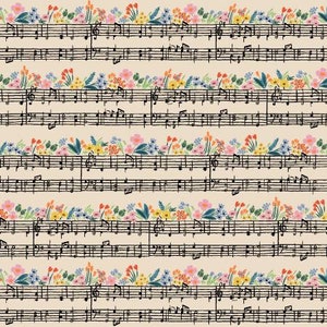 Bramble, Music Notes, Cream Fabric, RP903-CR1, Rifle Paper Co, Cotton + Steel, RJR, Sold by the 1/2 yard or the yard
