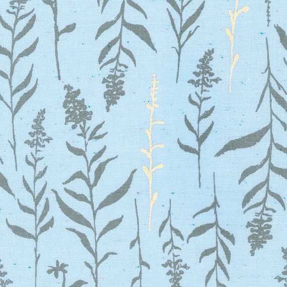 Around the Bend - Leaves, in Sky Yardage, by Anna Graham for Robert Kaufman, sold by the 1/2 yard or the yard