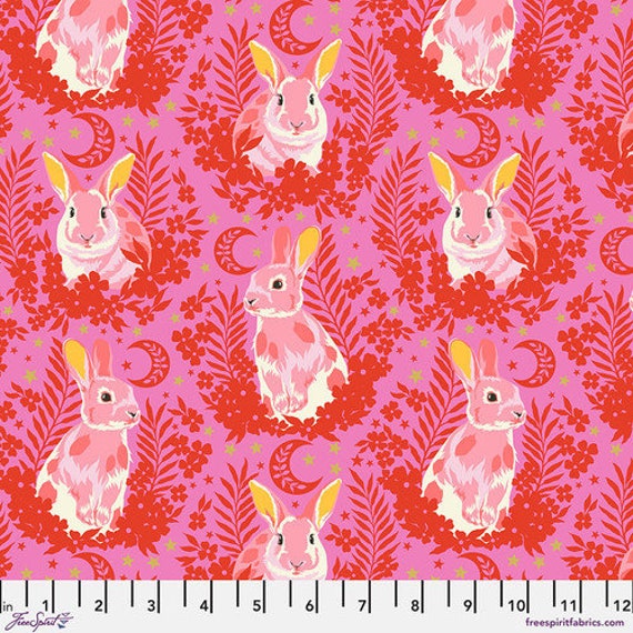 Besties, Hop To It, in Blossom- Metallic, by Tula Pink, for FreeSpirit Fabrics, sold by the 1/2 yard or the yard