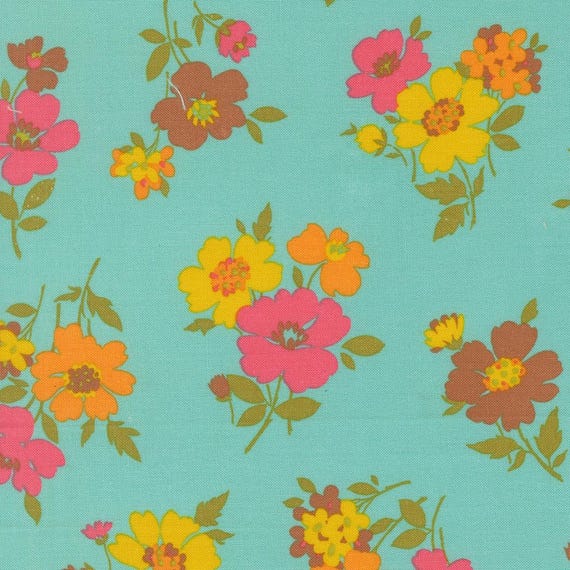 Happy Daze, by Chloe's Closet, Aqua, 33843 18, Moda Fabric, sold by the yard
