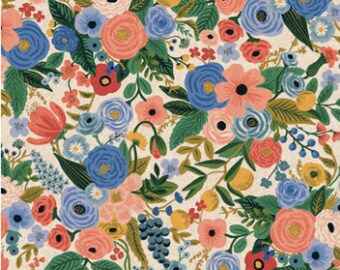 CANVAS Fabric - Cotton + Steel - Wildwood-Garden Party Blue CANVAS by Rifle Paper Co. RP100-BL4C-Sold by the half-yard or the yard