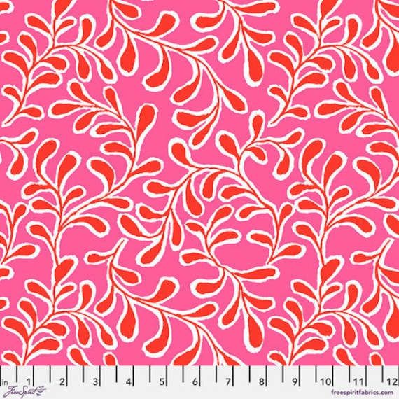 Twig, in Pink, Kaffe Fassett Collective, Feb 2023, FreeSpirit Fabrics, sold by the 1/2 yard or the yard