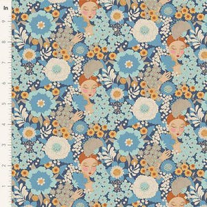 Wallflower, in Blue, By  Tone Finnanger, Tilda Fabric&#39;s, sold by the yard