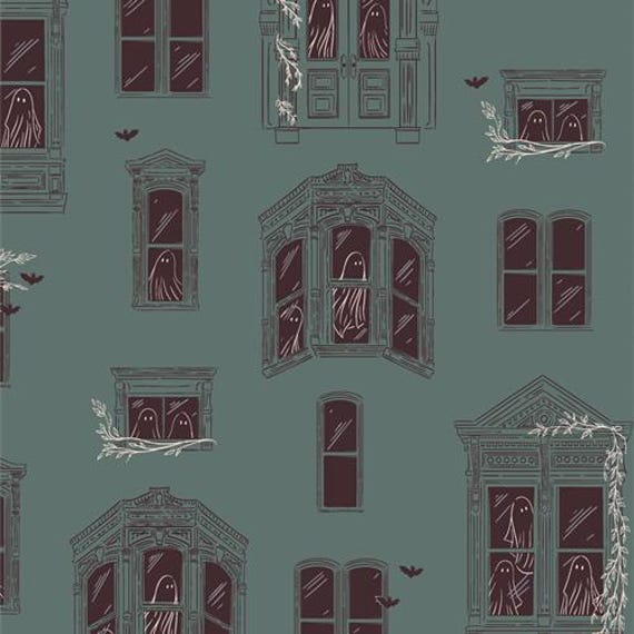 Ghostly & Haunted fabric collection, by AGF, Haunted House, in Multi, sold by the yard