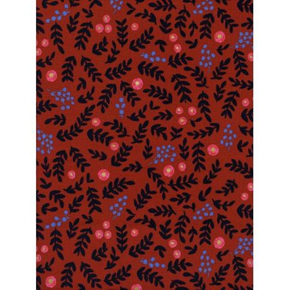 AB8020-001 Wonderland - Rose Garden - Crimson Metallic Fabric, By Rifle Paper Co, for Cotton and Steel/RJR, sold by the 1/2 yard or the yard