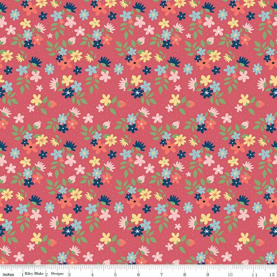Sew Much Fun, Floral TeaRose, C12456-TeaRose,  Echo Park Paper Co, Riley Blake Designs, Sold by the 1/2 yard or the yard