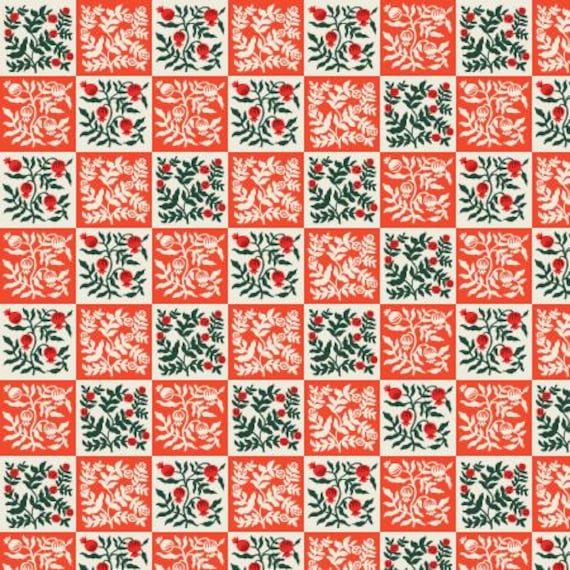 Holiday Classics III, RP618-RE1,  Yuletide Floral, in Red Fabric, Rifle Paper Co. Cotton + Steel, Sold by the 1/2 yard or the yard
