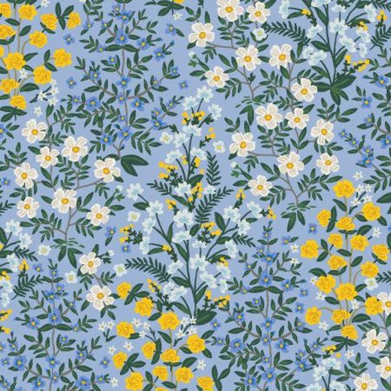 Camont - Wildwood Garden - Blue Canvas Fabric - RP705-BL6C - Rifle Paper Co- Cotton And Steel- Sold by the 1/2 yard or the yard