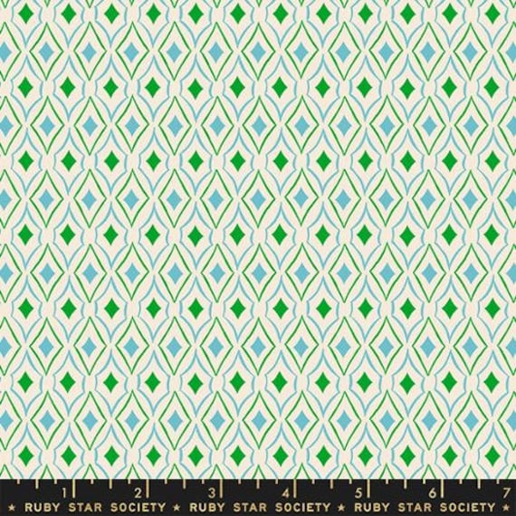 Flowerland, Diamonds Blenders Diamond Geometric, Turquoise, RS0070 13, By Melody Miller, Ruby Star, Moda, sold by the 1/2 yard or the yard.