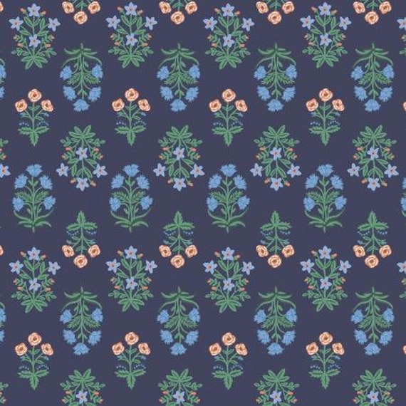 Camont - Mughal Rose - Navy Fabric-RP704-NA2-Rifle Paper Co- Cotton And Steel- Sold by the 1/2 yard or the yard