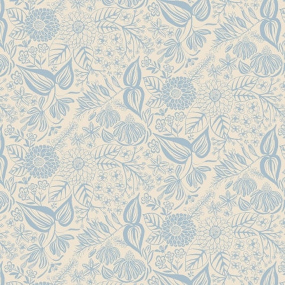 Honeybee Garden, Bee Garden, Sky Blue Fabric, EH104-SB2, RJR/Cotton and Steel, sold by the 1/2 yard or the yard