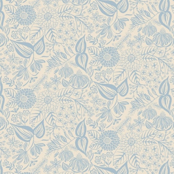 Honeybee Garden, Bee Garden, Sky Blue Fabric, EH104-SB2, RJR/Cotton and Steel, sold by the 1/2 yard or the yard