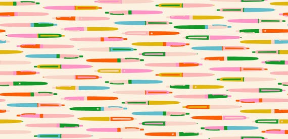 Trinketry, Pens, in Natural, By Melody Miller, RS0110 11, Ruby Star, sold by the yard