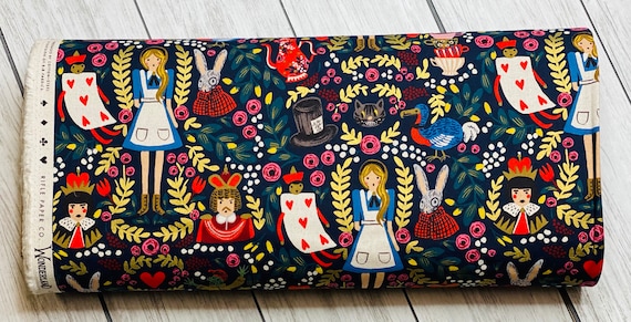 Wonderland, Navy CANVAS, Rifle Paper Co, AB8025-012, Cotton and Steel, Sold by the 1/2 yard or the yard