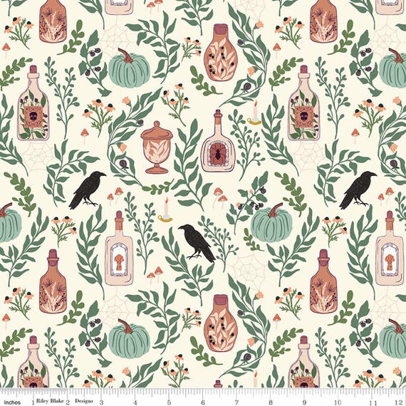 The Apothecary, Main Cream, C17550-CREAM, By Amber Elliot, Riley Blake Designs, sold by the yard