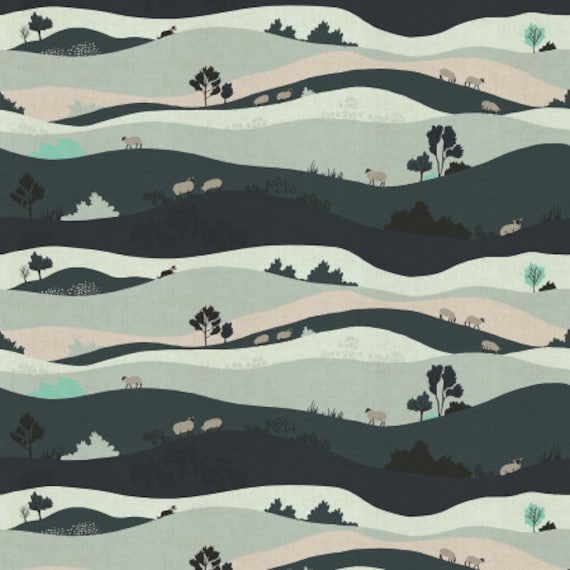 London Town, Box Hill,  in Slate, by Sara Mulvanny, for Cotton + Steel, sold by the 1/2 yard or the yard
