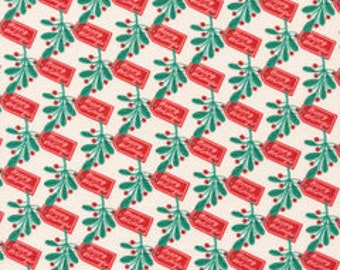 Navidad pasada, Felices fiestas, Por Lori Rudolph, para Cloud9 Fabrics, Algodón acolchado orgánico, vendido cortado a 1/2 yarda o cortado a medida