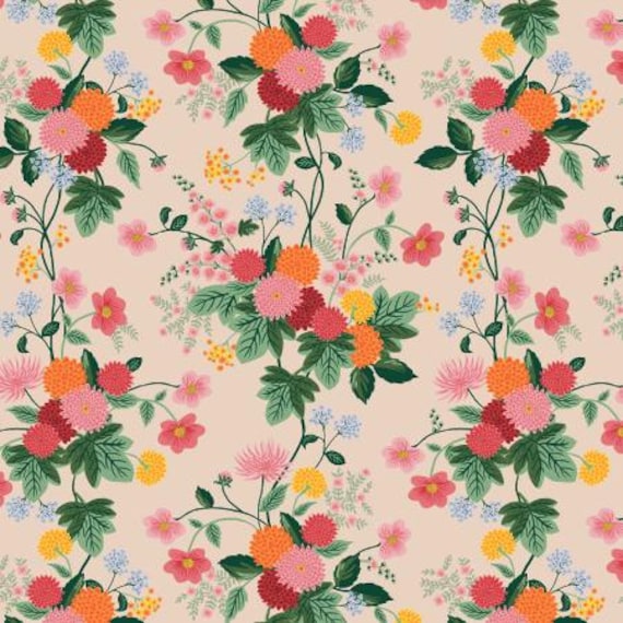 Dahlia, Blush Fabric, RP1600-US2, By Rifle Paper Co, Cotton+Steel, sold by the yard