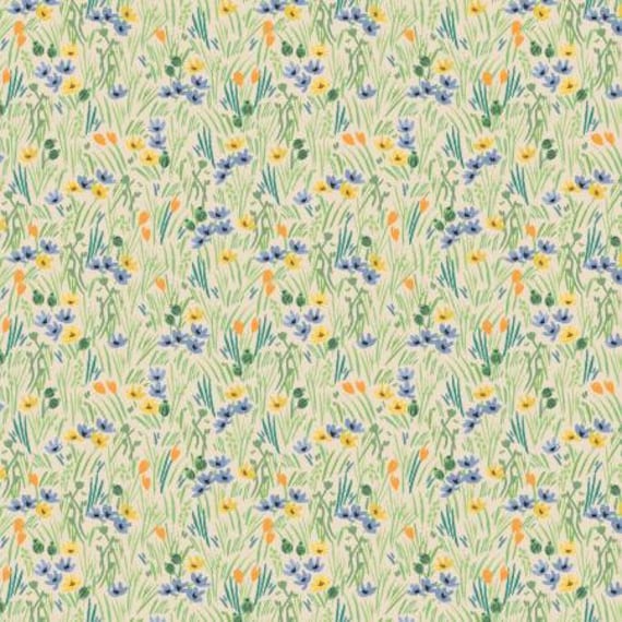 Bramble, Iris, Cream Multi Fabric, RP910-CM2, Rifle Paper Co, Cotton + Steel, RJR, Sold by the 1/2 yard or the yard