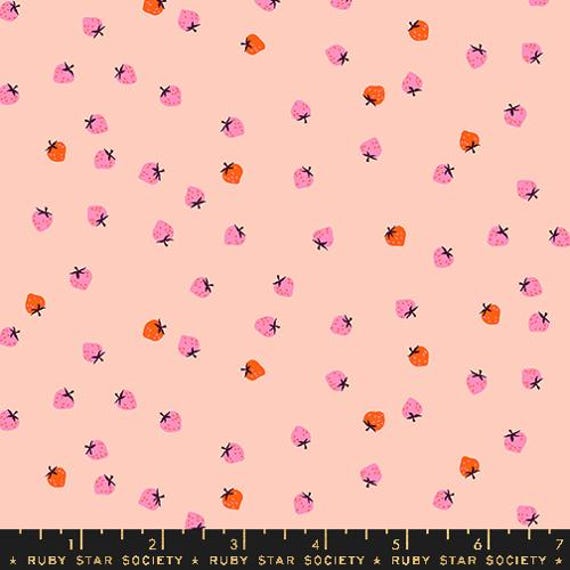 Strawberry, Mini Berry, in Pale Peach, by Kimberly Kight, RS3086 16, Ruby Star, Moda, sold by the 1/2 yard or the yard