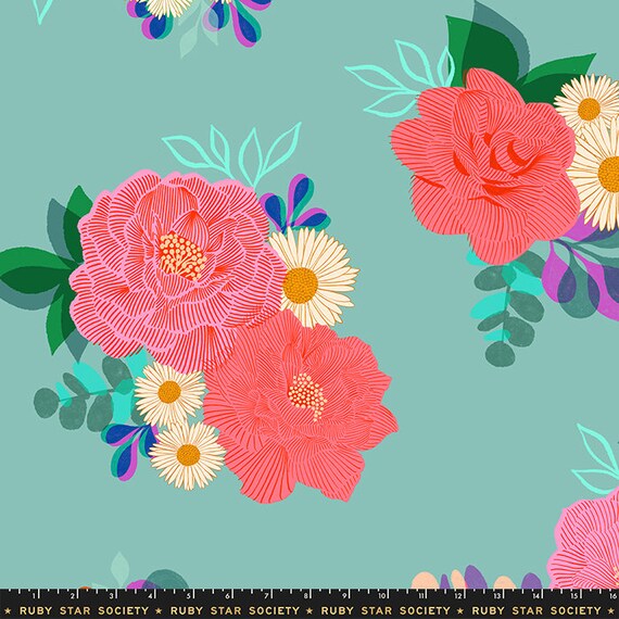 108" Camellia, Wideback Ocean, RS0036 12 Ruby Star, By Melody Miller, Moda Fabrics, sold by the 1/2 yard or the yard