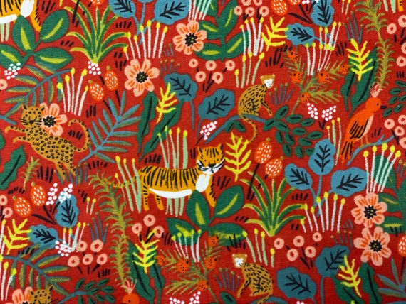 Menagerie-Jungle-Red-by Rifle Paper Co- for Cotton and Steel, sold by the 1/2 yard or the yard– cut continuously