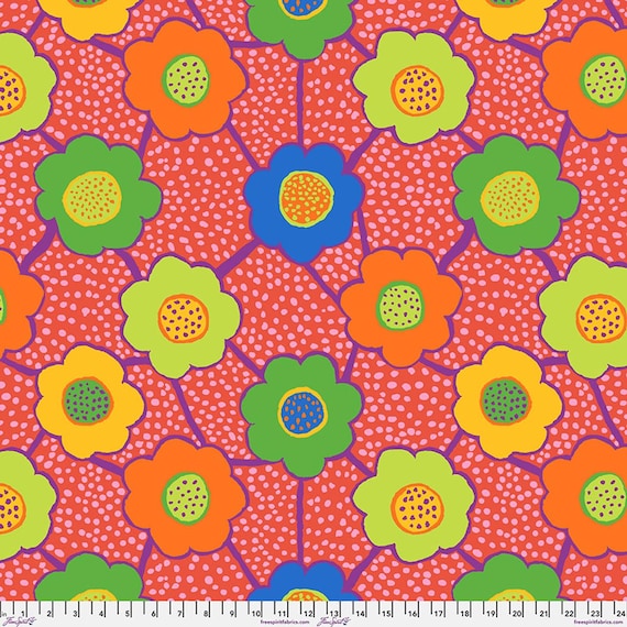 Floral Connections, Red,  August 2025 Collection, by Brandon Mably, Kaffe Fassett Collective, PWBM099, FreeSpirit Fabrics, sold by the yard