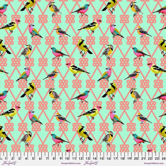 In A Finch, in Dawn, Moon Garden, By Tula Pink, for FreeSpirit Fabrics, sold by the 1/2 yard or the yard  100% Cotton