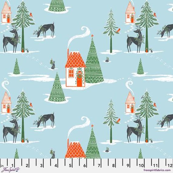 Winter Joy, Snowy Winter, in Ice, By Cori Dantini, FreeSpirit, sold by the 1/2 yard or the yard