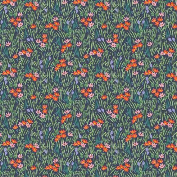 Bramble, Iris, Navy Multi Fabric, RP910-NM1, Rifle Paper Co, Cotton + Steel, RJR, Sold by the 1/2 yard or the yard