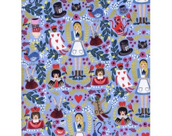 AB8013-002 Wonderland - Wonderland - Periwinkle Metallic Fabric- Rifle PaperCo.- Cotton and Steel/RJR- Sold by the 1/2 yard or the yard