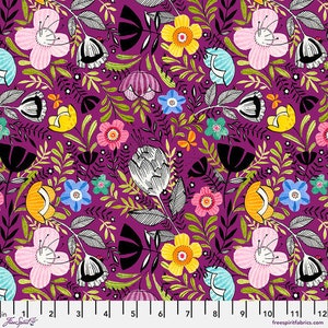 Joy, in Purple, Here Kitty Kitty, By Cori Dantini, for FreeSpirit Fabrics, sold by the 1/2 yard or the yard