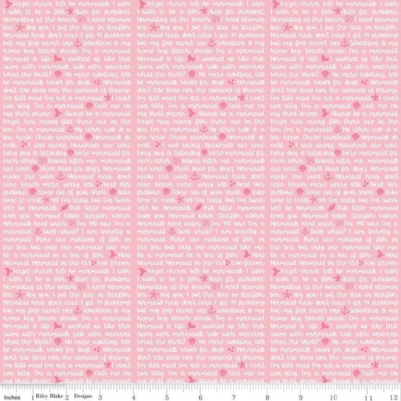 Let's Be Mermaids Shell Phone Pink, by Melissa Mortenson of Polka Dot Chair for Riley Blake Designs, sold by the 1/2 yard