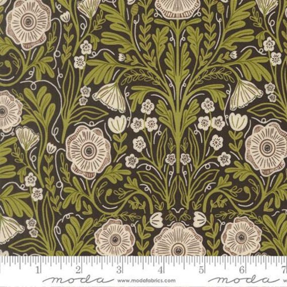 The Henhouse, by Gingiber, Poppy Florals, in Iron, 48432 20, Moda, sold by the yard