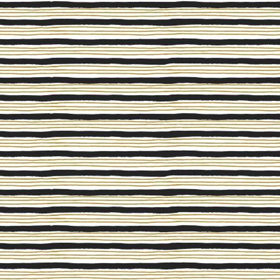 Wallflower, Painterly Stripes, Black Metallic Fabric, HJ304-BK4M, Cotton and Steel, sold by the 1/2 yard or the yard