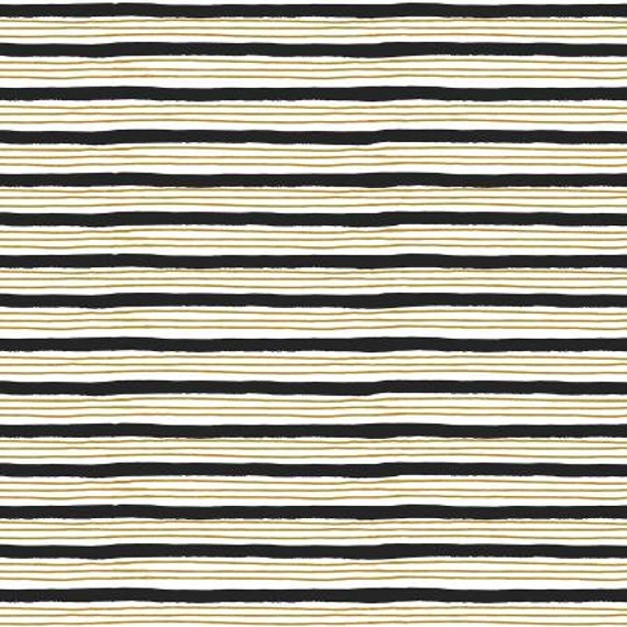 Wallflower, Painterly Stripes, Black Metallic Fabric, HJ304-BK4M, Cotton and Steel, sold by the 1/2 yard or the yard